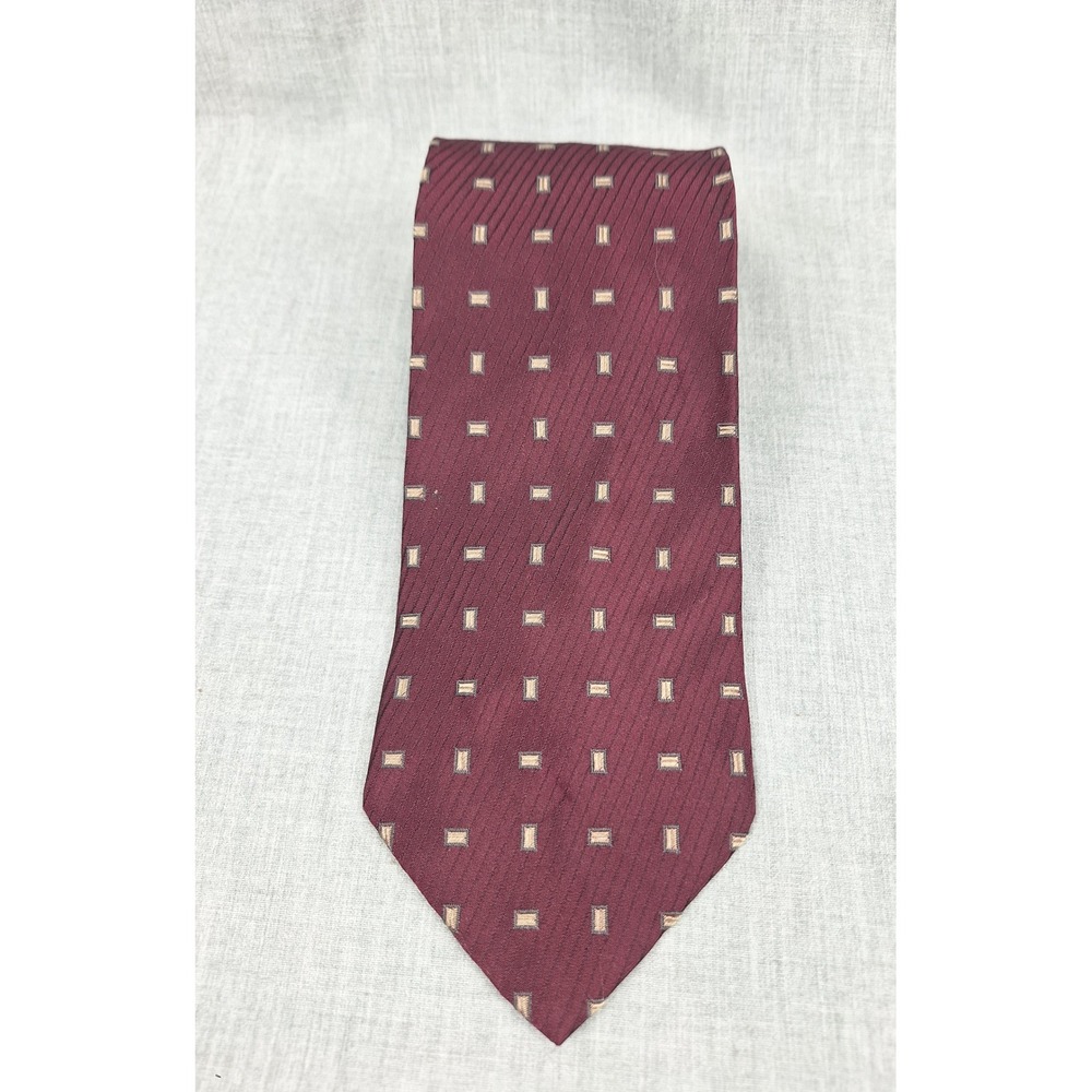 Giorgio Armani Cravatte Mens Silk Ties Lot of 2 Burgundy Navy Geometric Italy